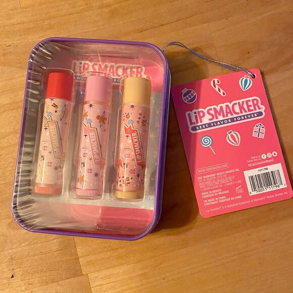 2 Lip Smackers 3 lip balm tins, Holiday,  Coca Cola Valentine Heart, Sealed New - Picture 2 of 5
